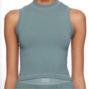 SKIMS NWT Cotton Jersey, Mock Neck Tank, Color: Mineral, Size: Small